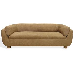 SAFAVIEH Couture Collection – Beccaletta Light Brown Performance Fabric Sofa, Fully Assembled Modern Upholstered Sofa with Wood Base (SFV2410A)(Light Brown)