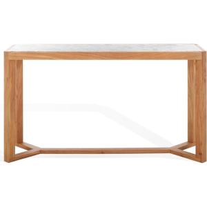 SAFAVIEH Couture Collection – Bernardi Walnut & Brown Marble Top Console Table with Solid Wood Base, Modern Accent Entryway Table (SFV9745B)(Natural/White)