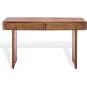 SAFAVIEH Couture Collection – Finley Brown Solid Wood Console Table with 2 Drawers, Modern Home Office Desk (SFV5793A)(Brown)