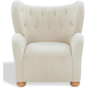 SAFAVIEH Couture Collection – Galloway Taupe Chenille Wingback Accent Chair, Upholstered Lounge Seating (SFV5139E)(Beige/Natural)