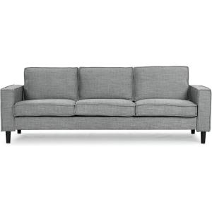 SAFAVIEH Couture Collection – Kalyna 3.5 Seater Sofa – Grey, Modern Upholstered Polyester Fabric Couch with Square Arms & Tapered Legs (SFA2007B)(Grey)
