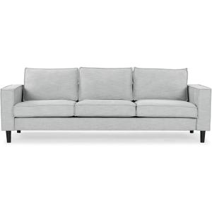 SAFAVIEH Couture Collection – Kalyna 3.5 Seater Sofa – Grey, Modern Upholstered Polyester Fabric Couch with Square Arms & Tapered Legs (SFA2007B)(Light Grey)