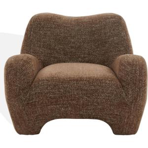 SAFAVIEH Couture Collection – Randal Light Brown Chenille Accent Chair, Modern Sculptural Lounge Seating, Fully Assembled (SFV4878A)(Dark Brown)