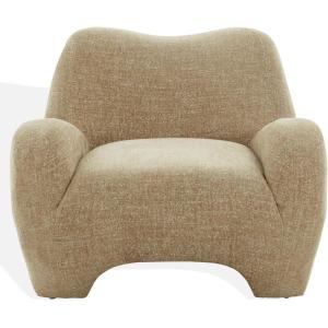 SAFAVIEH Couture Collection – Randal Light Brown Chenille Accent Chair, Modern Sculptural Lounge Seating, Fully Assembled (SFV4878A)(Light Brown Chenille)