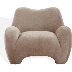 SAFAVIEH Couture Collection – Randal Light Brown Chenille Accent Chair, Modern Sculptural Lounge Seating, Fully Assembled (SFV4878A)(Light Brown Performancechenille)