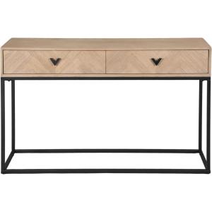 SAFAVIEH Couture Collection – Sherriandra Walnut & Black Metal Console Table with 2 Drawers, Modern Accent (SFV3010B)(Natural/Black)