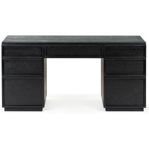 SAFAVIEH Couture Collection – Zeus Black Wood 7-Drawer Desk, Modern Storage Writing Table (SFV4220C)(Black)