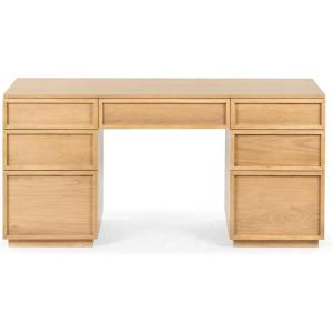 SAFAVIEH Couture Collection – Zeus Black Wood 7-Drawer Desk, Modern Storage Writing Table (SFV4220C)(Natural)