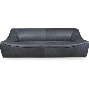 SAFAVIEH Couture Collection Agitha Modern Dark Grey Italian Leather Tufted Sofa Couch (Fully Assembled)(Dark Grey)