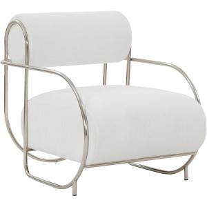 SAFAVIEH Couture Collection Bethann White Corduroy/Silver Metal Frame Accent Chair (Fully Assembled)