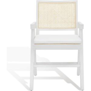 SAFAVIEH Couture Collection Colette Tropical Coastal Natural Solid Wood Rattan Armchair(White/Natural)