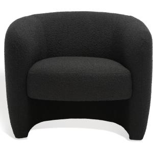 SAFAVIEH Couture Collection Everly Black Boucle Barrel Back Accent Chair (Fully Assembled)(Black)