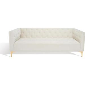 SAFAVIEH Couture Collection Florentino Cream/Gold Tufted Sofa (Fully Assembled)