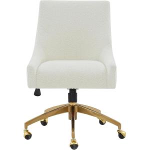 SAFAVIEH Couture Collection Jakob Ivory Boucle/Gold Adjustable Swivel Home Office Desk Chair(Ivory/Gold)
