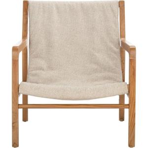 SAFAVIEH Couture Collection Osmond Coastal Sand Linen/Natural Sling Chair (Fully Assembled)