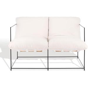 SAFAVIEH Couture Collection Portland Ivory/Black Pillow Top Sofa (Fully Assembled)