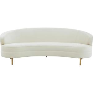 SAFAVIEH Couture Collection Primrose Cream Velvet/Gold Curved Sofa (Fully Assembled)(Creme/Gold)
