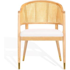 SAFAVIEH Couture Collection Rogue Walnut/Natural Rattan Dining Chair (Fully Assembled)(Natural)
