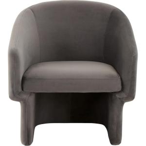 SAFAVIEH Couture Collection Susie Navy Velvet Barrel Back Accent Chair (Fully Assembled)(Dark Grey)
