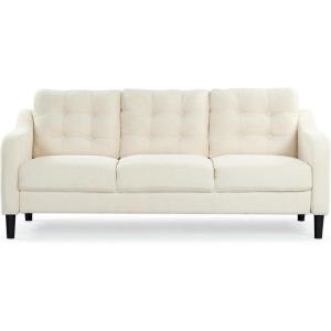 SAFAVIEH Couture Furniture Collection Nathaniel Cream Tufted 3-Seater Sofa(Cream)