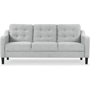 SAFAVIEH Couture Furniture Collection Nathaniel Cream Tufted 3-Seater Sofa(Light Grey)