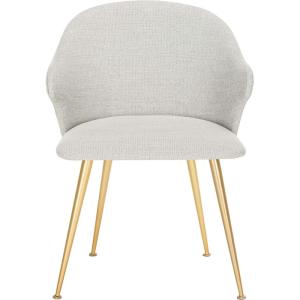 Safavieh Couture Home Edmond Mid-Century Light Grey and Gold Arm Chair(Light Grey / Gold)