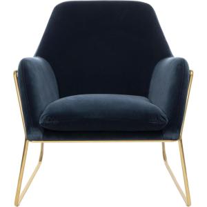 Safavieh Couture Home Misty Glam Navy Blue Velvet Accent Chair(Navy/Gold)