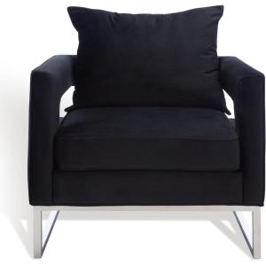 Safavieh Couture Home Olivya Black Velvet Club Chair(Black/Chrome)