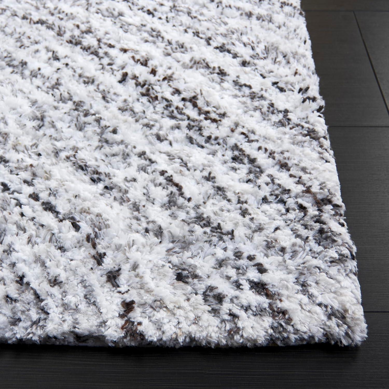 image:imageSAFAVIEH 8x10 Area Rug Glory Shag Collection Large Ivory amp Grey Handmade Plush Thick Pile Ideal for Living Room Bedroom Dining Space GRS102FIvoryGrey