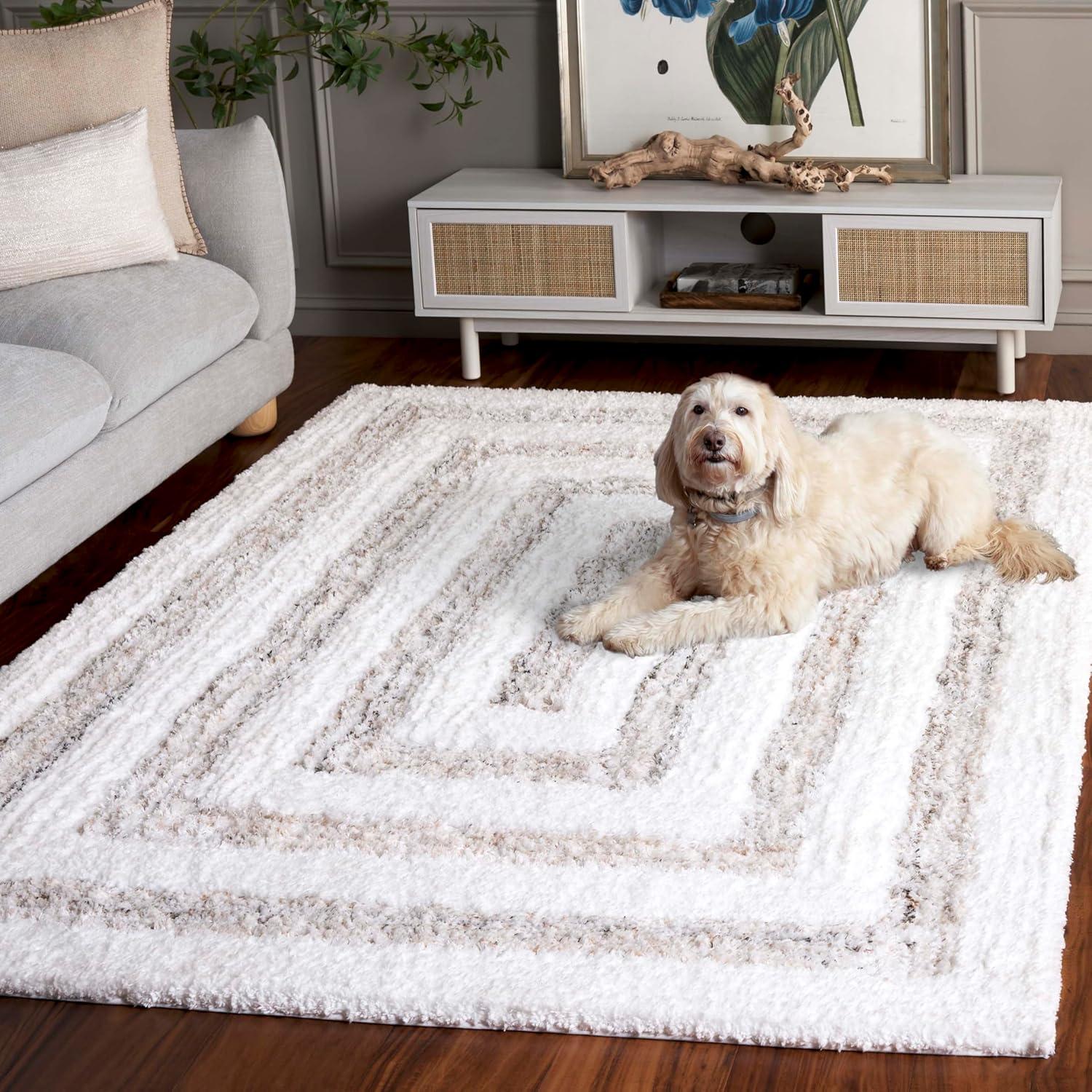 image:imageSAFAVIEH 9x12 Area Rug Glory Shag Collection Large Ivory amp Beige Handmade Plush Thick Pile Ideal for Living Room Bedroom Dining Space GRS103AIvoryBeige