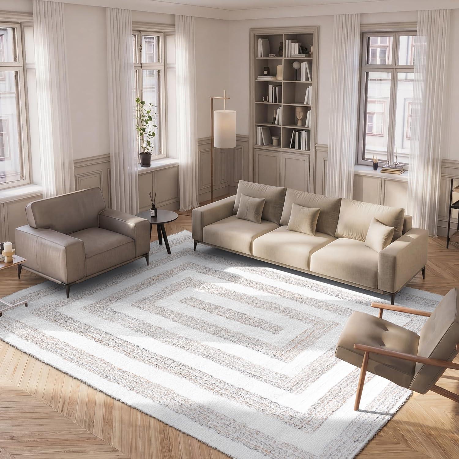 image:imageSAFAVIEH 9x12 Area Rug Glory Shag Collection Large Ivory amp Beige Handmade Plush Thick Pile Ideal for Living Room Bedroom Dining Space GRS103AIvoryBeige