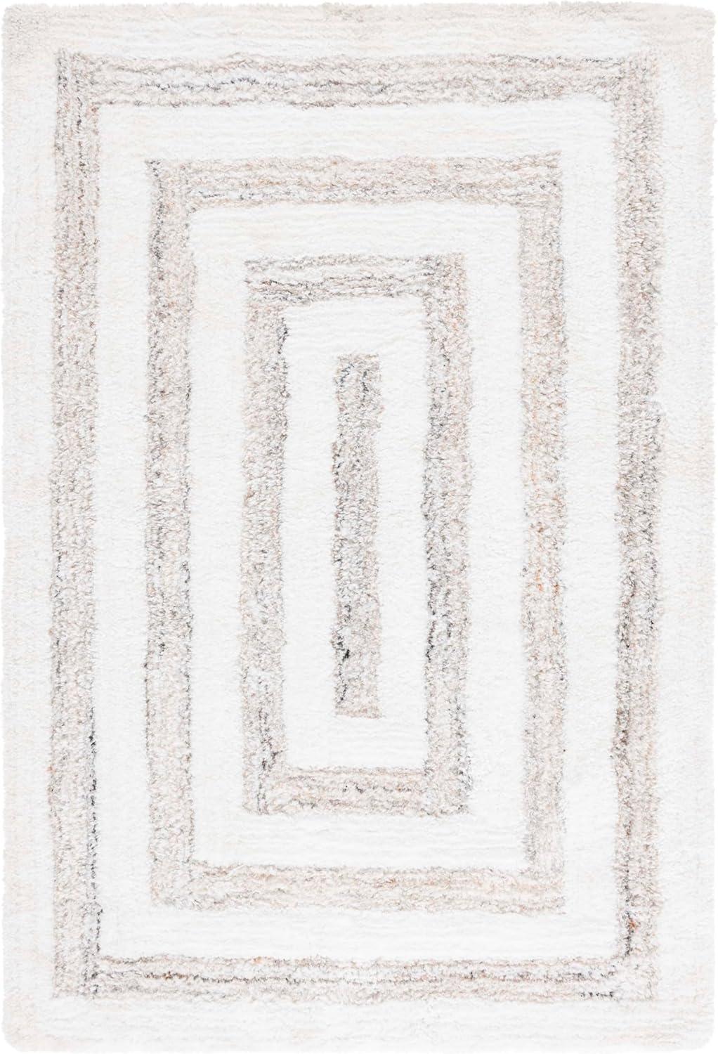 image:imageSAFAVIEH 9x12 Area Rug Glory Shag Collection Large Ivory amp Beige Handmade Plush Thick Pile Ideal for Living Room Bedroom Dining Space GRS103AIvoryBeige