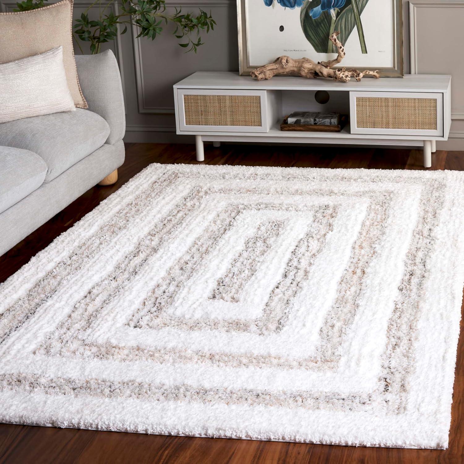 image:imageSAFAVIEH 9x12 Area Rug Glory Shag Collection Large Ivory amp Beige Handmade Plush Thick Pile Ideal for Living Room Bedroom Dining Space GRS103AIvoryBeige