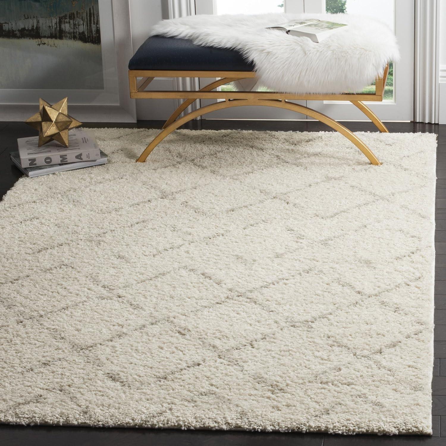 image:imageSAFAVIEH Area Rug 8x10 Arizona Shag Collection Large Dark Grey amp Ivory Moroccan Boho Design NonShedding amp Easy to Clean Plush Pile Ideal for Living Room Bedroom Dining Space ASG743GBrownIvory
