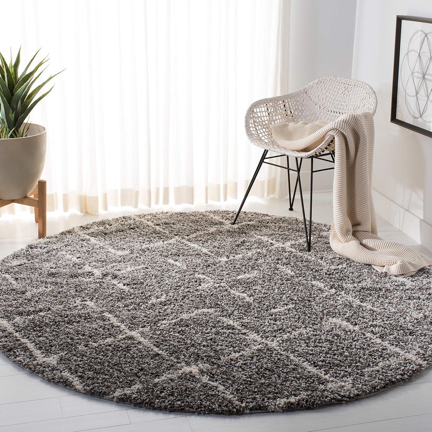image:imageSAFAVIEH Area Rug 8x10 Arizona Shag Collection Large Dark Grey amp Ivory Moroccan Boho Design NonShedding amp Easy to Clean Plush Pile Ideal for Living Room Bedroom Dining Space ASG743GBrownIvory