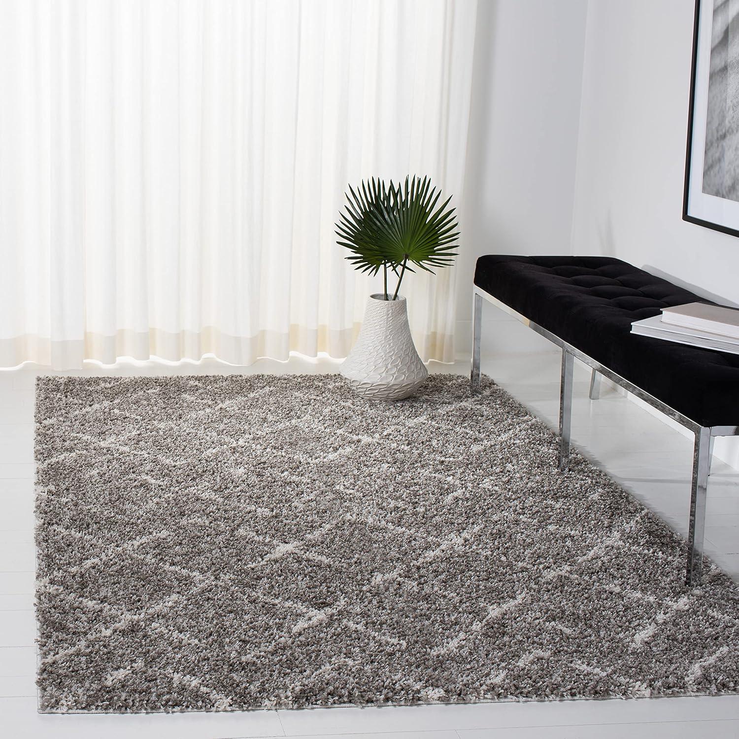 image:imageSAFAVIEH Area Rug 8x10 Arizona Shag Collection Large Dark Grey amp Ivory Moroccan Boho Design NonShedding amp Easy to Clean Plush Pile Ideal for Living Room Bedroom Dining Space ASG743GBrownIvory