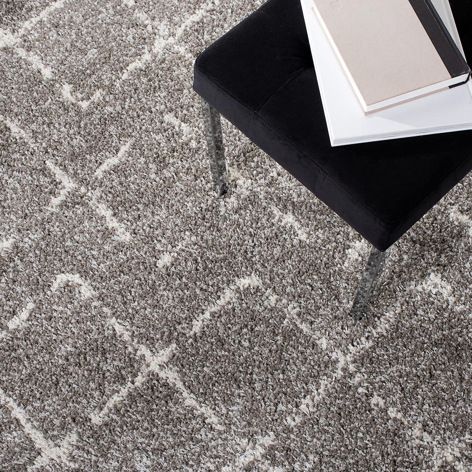 image:imageSAFAVIEH Area Rug 8x10 Arizona Shag Collection Large Dark Grey amp Ivory Moroccan Boho Design NonShedding amp Easy to Clean Plush Pile Ideal for Living Room Bedroom Dining Space ASG743GBrownIvory