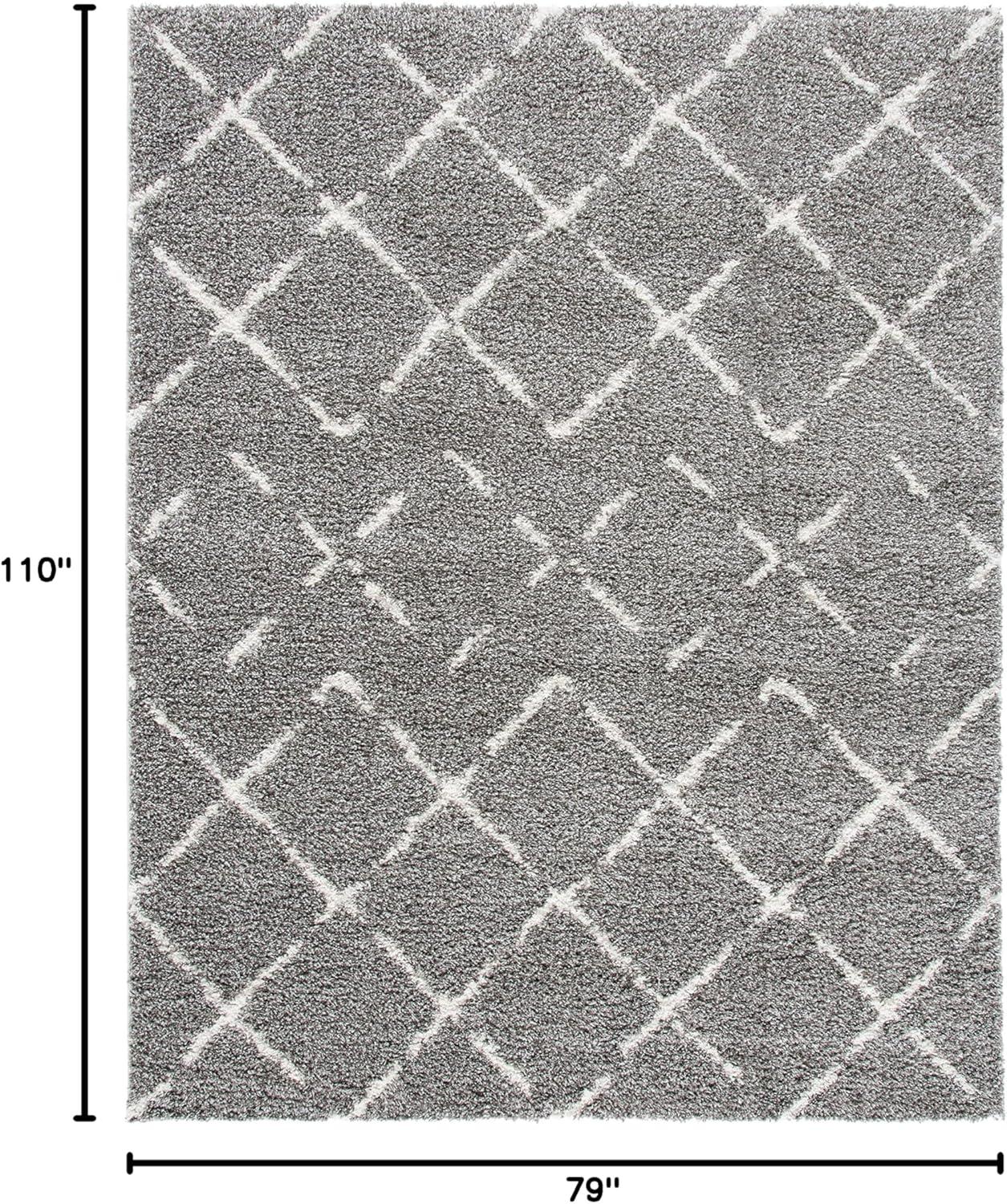 image:imageSAFAVIEH Area Rug 8x10 Arizona Shag Collection Large Dark Grey amp Ivory Moroccan Boho Design NonShedding amp Easy to Clean Plush Pile Ideal for Living Room Bedroom Dining Space ASG743GBrownIvory