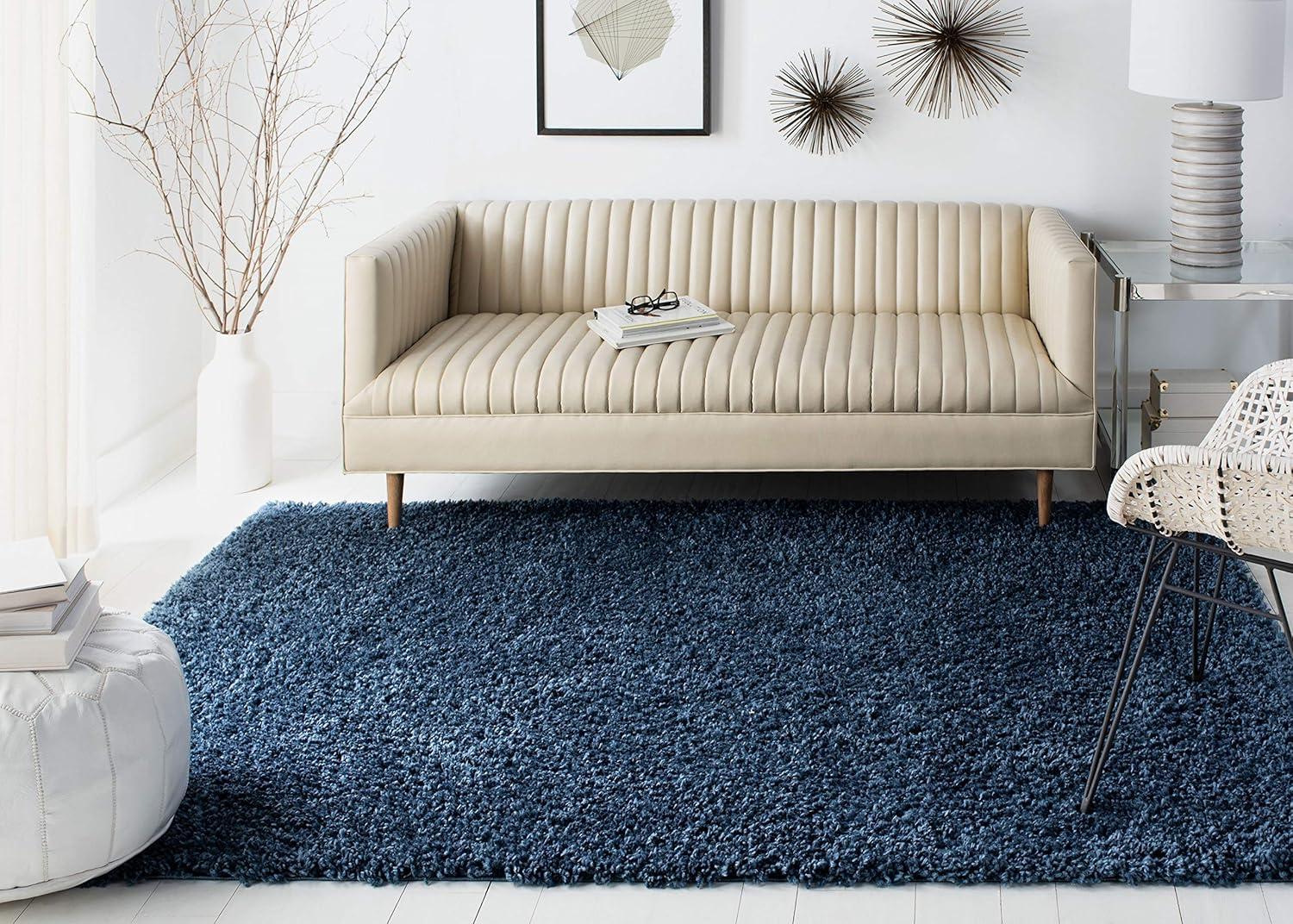 image:imageSAFAVIEH Area Rug 8x10 August Shag Collection Large Beige Solid Pattern NonShedding amp Easy Cleaning Plush Thick Pile Ideal for Living Room Bedroom Dining Space AUG200DNavy