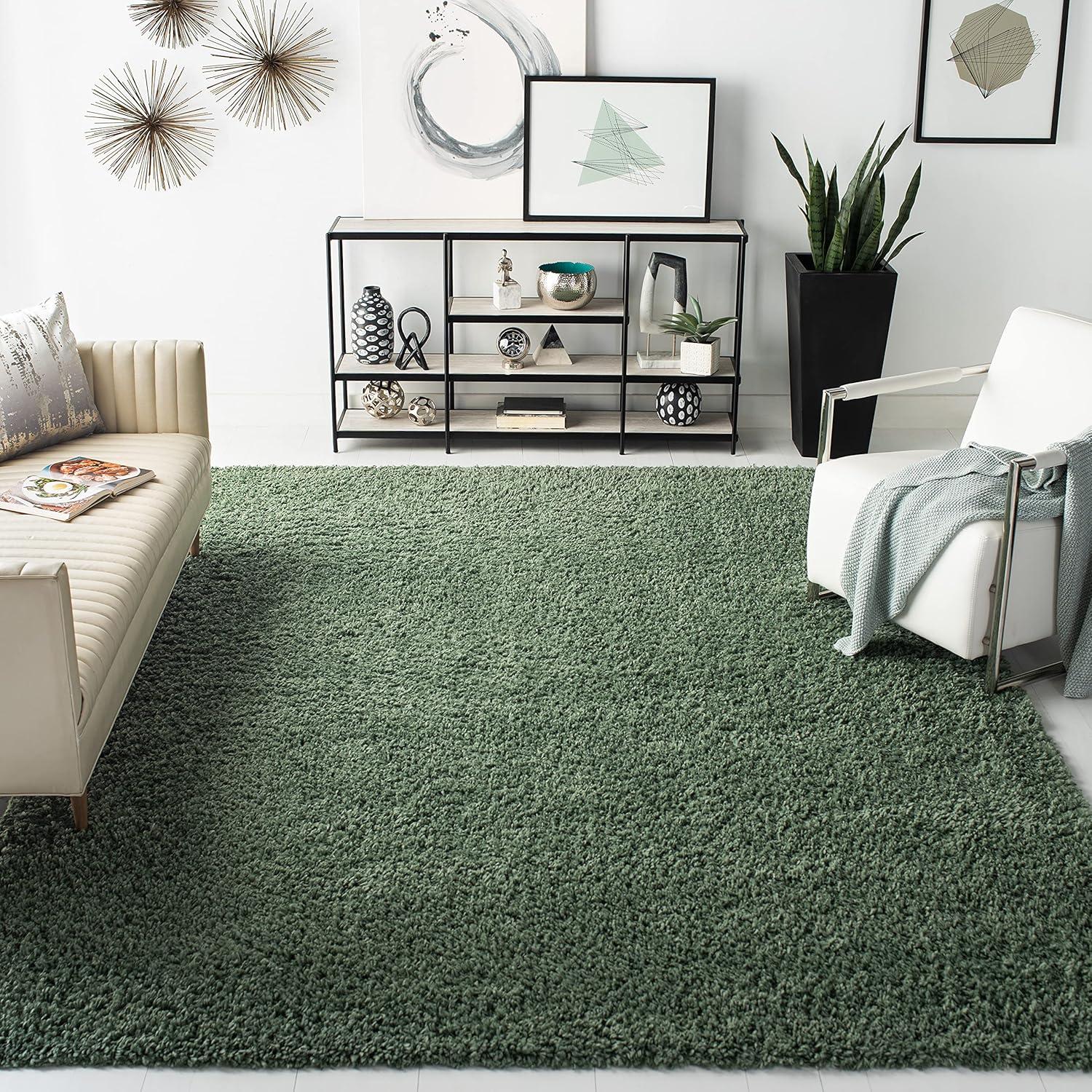 image:imageSAFAVIEH Area Rug 8x10 August Shag Collection Large Beige Solid Pattern NonShedding amp Easy Cleaning Plush Thick Pile Ideal for Living Room Bedroom Dining Space AUG200DGreen