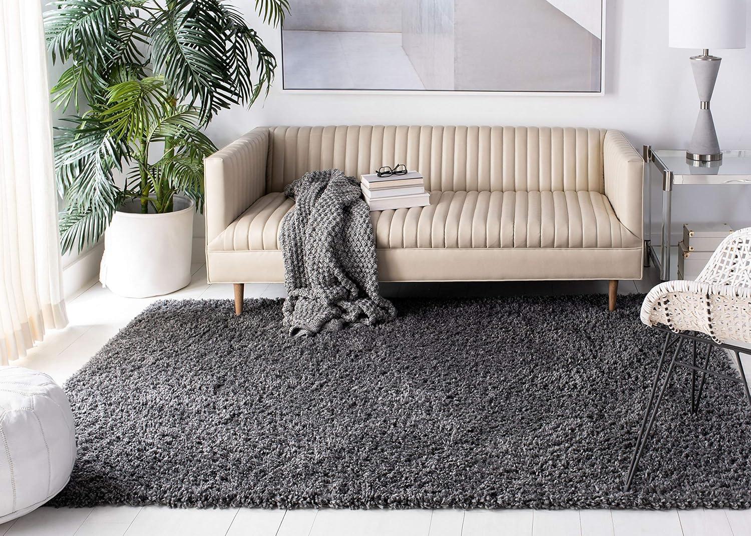 image:imageSAFAVIEH Area Rug 8x10 August Shag Collection Large Beige Solid Pattern NonShedding amp Easy Cleaning Plush Thick Pile Ideal for Living Room Bedroom Dining Space AUG200DCharcoal