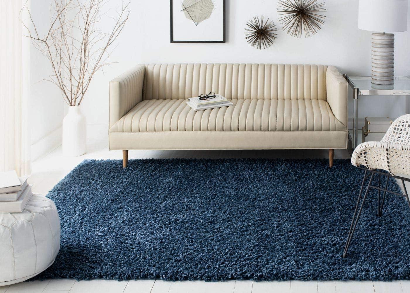 image:imageSAFAVIEH Area Rug 8x10 August Shag Collection Large Beige Solid Pattern NonShedding amp Easy Cleaning Plush Thick Pile Ideal for Living Room Bedroom Dining Space AUG200DNavy
