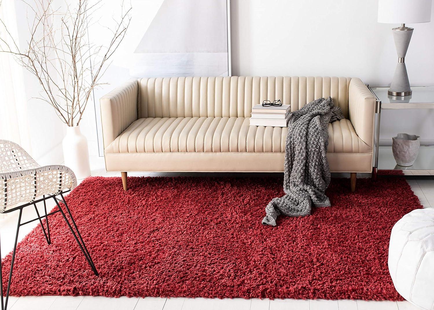 image:imageSAFAVIEH Area Rug 8x10 August Shag Collection Large Beige Solid Pattern NonShedding amp Easy Cleaning Plush Thick Pile Ideal for Living Room Bedroom Dining Space AUG200DRed