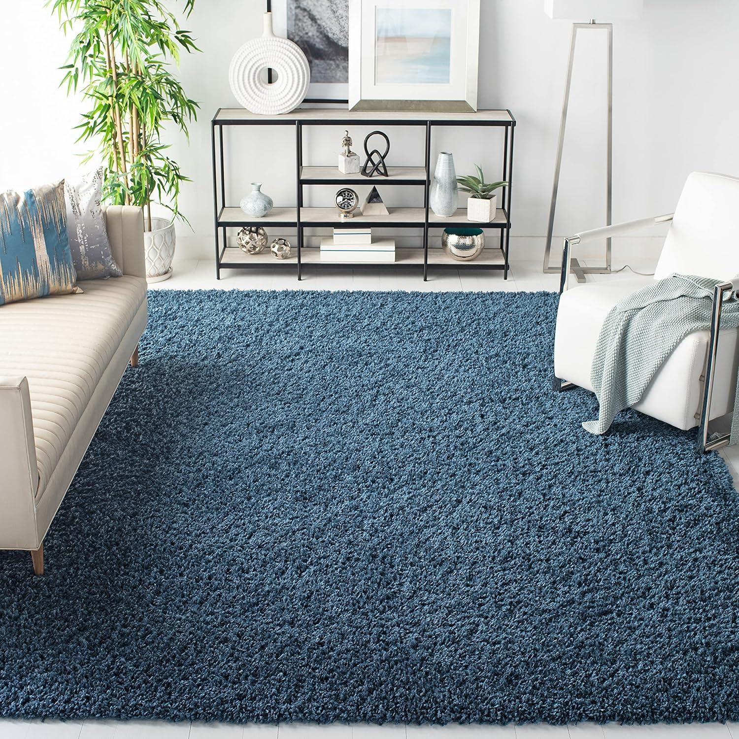 image:imageSAFAVIEH Area Rug 8x10 August Shag Collection Large Beige Solid Pattern NonShedding amp Easy Cleaning Plush Thick Pile Ideal for Living Room Bedroom Dining Space AUG200DNavy