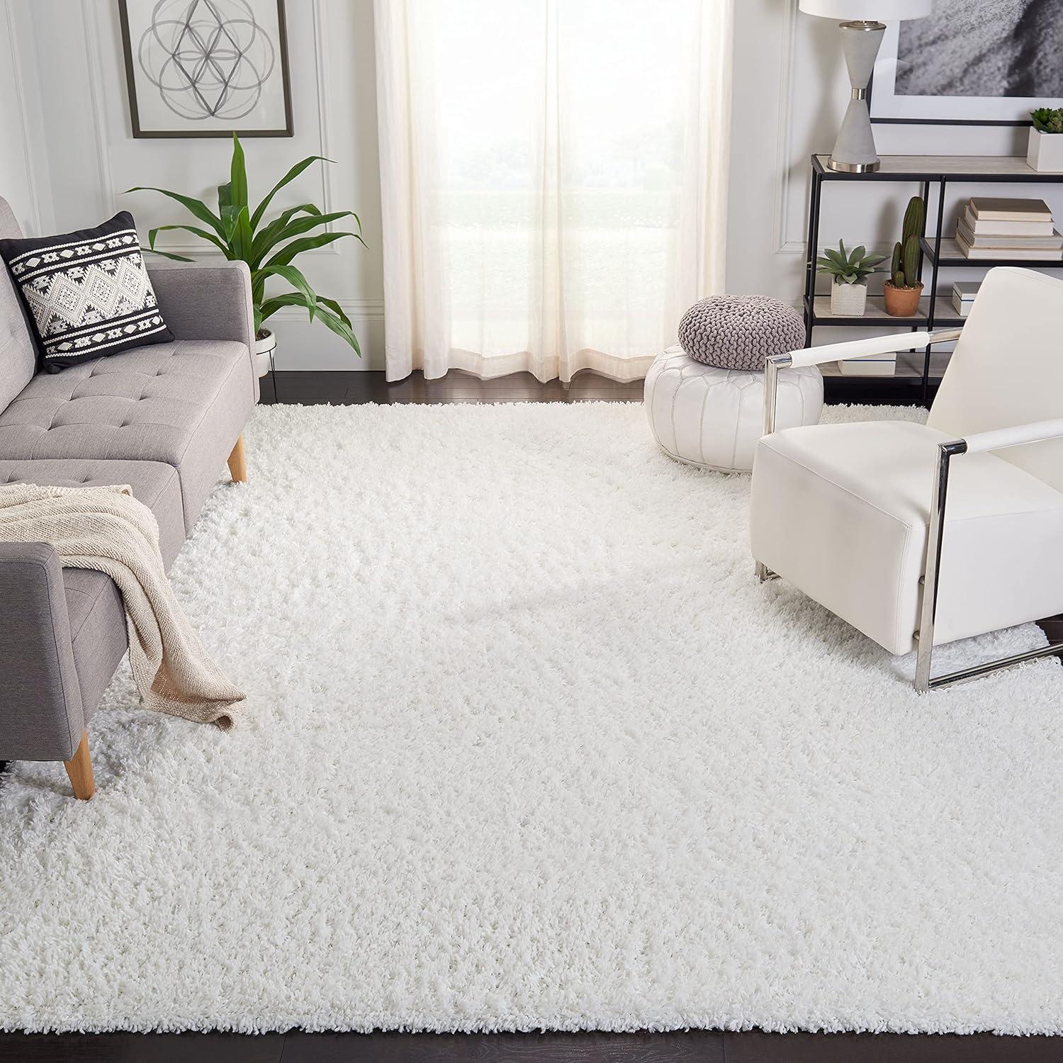 image:imageSAFAVIEH Area Rug 8x10 August Shag Collection Large Beige Solid Pattern NonShedding amp Easy Cleaning Plush Thick Pile Ideal for Living Room Bedroom Dining Space AUG200DWhite