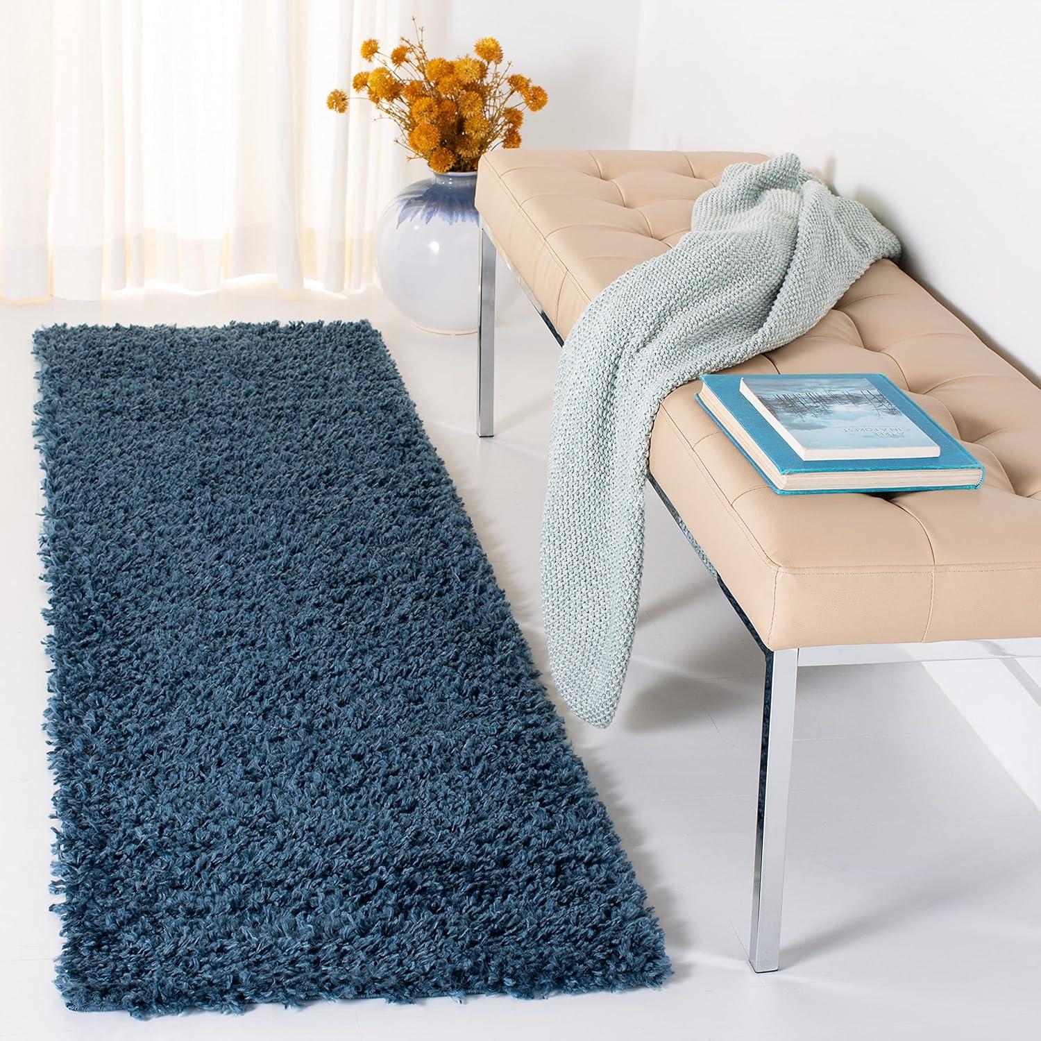 image:imageSAFAVIEH Area Rug 8x10 August Shag Collection Large Beige Solid Pattern NonShedding amp Easy Cleaning Plush Thick Pile Ideal for Living Room Bedroom Dining Space AUG200DNavy