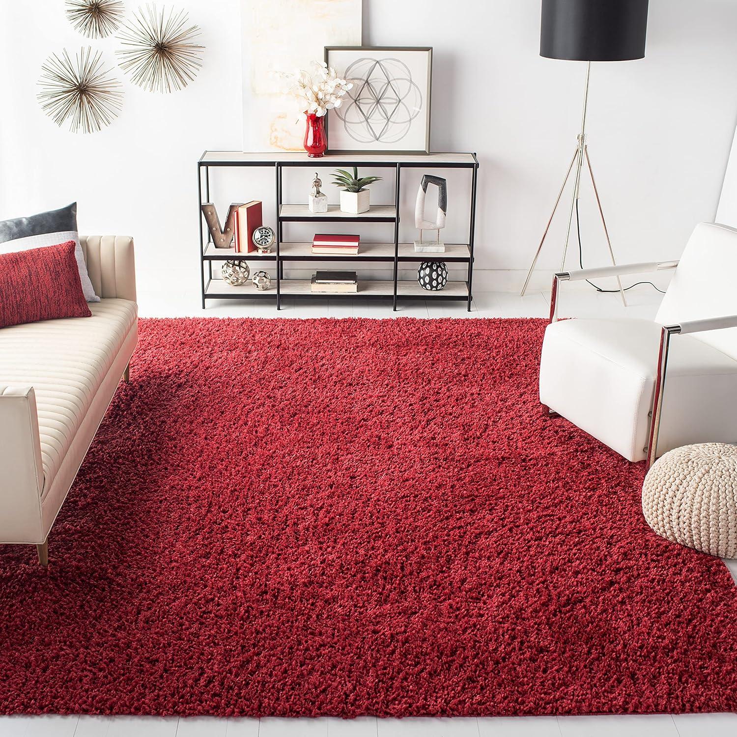 image:imageSAFAVIEH Area Rug 8x10 August Shag Collection Large Beige Solid Pattern NonShedding amp Easy Cleaning Plush Thick Pile Ideal for Living Room Bedroom Dining Space AUG200DRed