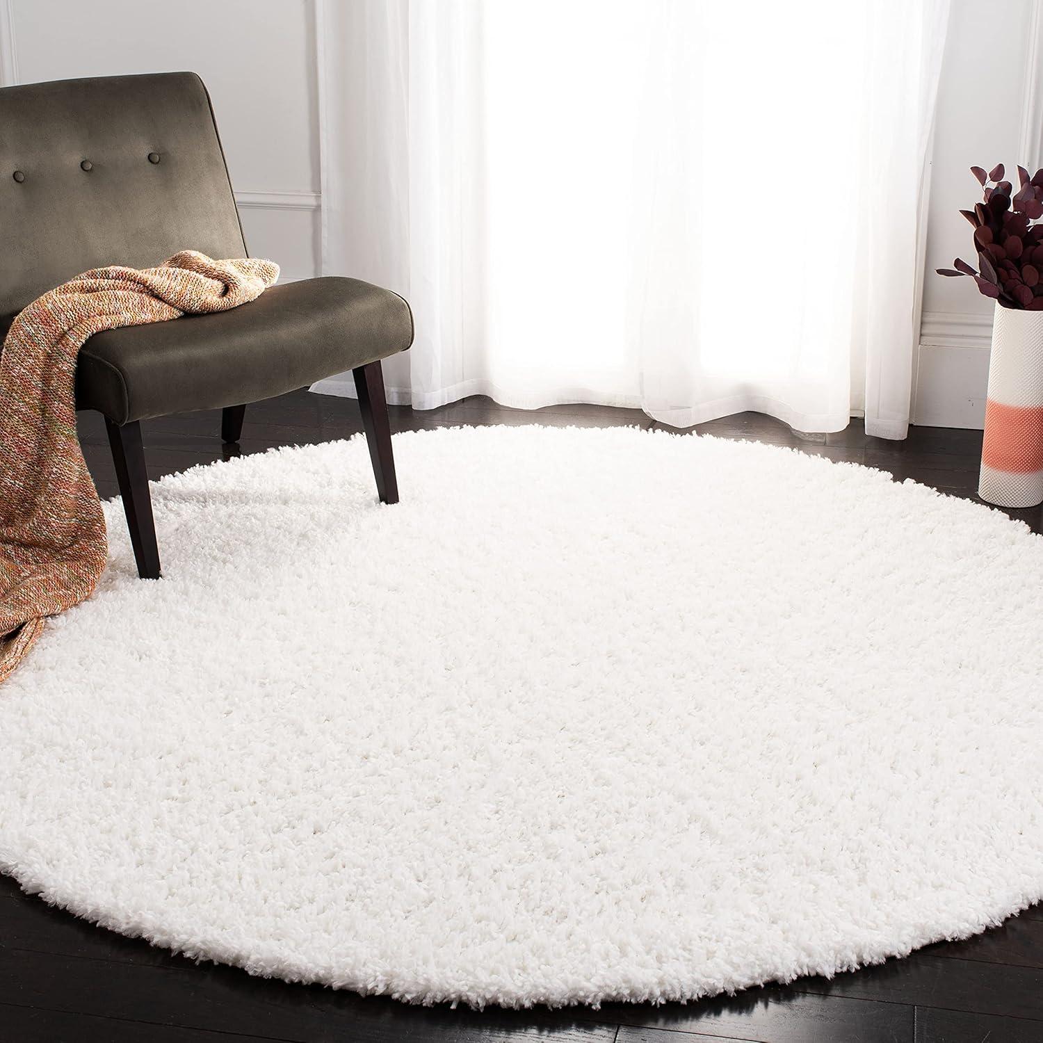 image:imageSAFAVIEH Area Rug 8x10 August Shag Collection Large Beige Solid Pattern NonShedding amp Easy Cleaning Plush Thick Pile Ideal for Living Room Bedroom Dining Space AUG200DWhite