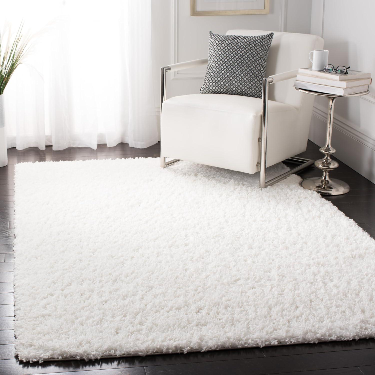 image:imageSAFAVIEH Area Rug 8x10 August Shag Collection Large Beige Solid Pattern NonShedding amp Easy Cleaning Plush Thick Pile Ideal for Living Room Bedroom Dining Space AUG200DWhite