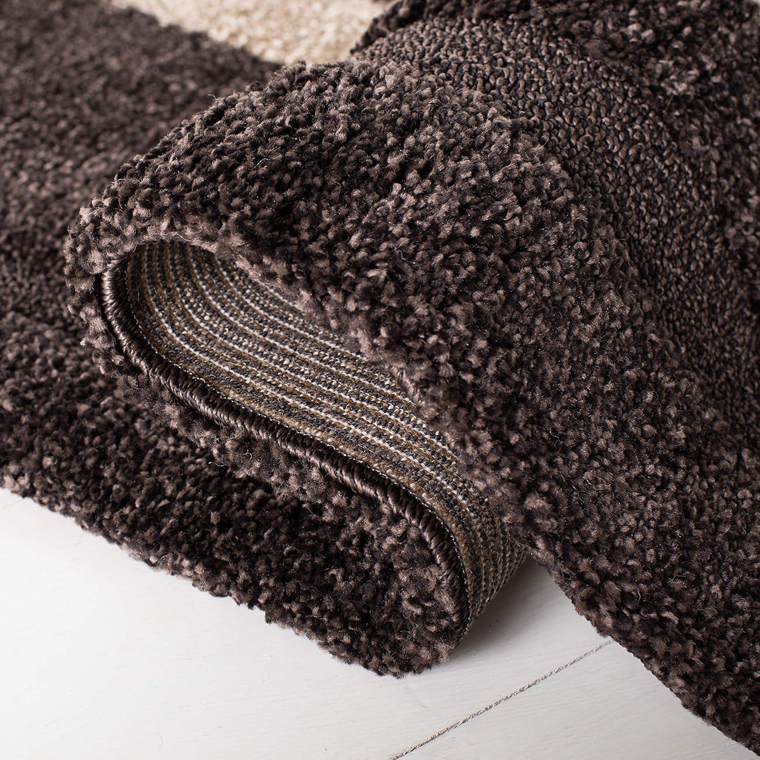 image:imageSAFAVIEH Area Rug 8x10 Florida Shag Collection Large Dark Brown amp Beige Stripe Design NonShedding amp Easy Cleaning Plush Thick Pile Ideal for Living Room Bedroom Dining Space SG4512813